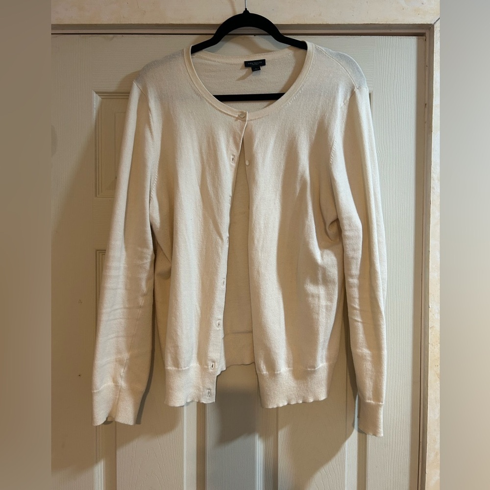 Ann Taylor Factory Cream Button-Front Cardigan